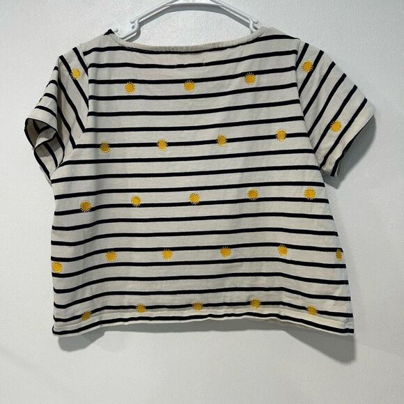 Madewell Embroidered Sun Setlist Boxy Top Striped Women’s Cropped crop shirt siz - Picture 2 of 9
